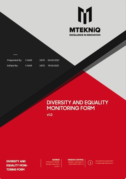 Diversity and Equality Monitoring Form